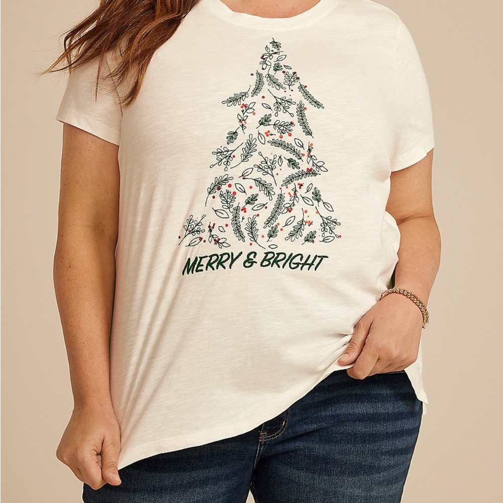 Maurice’s Merry And Bright Embroidered Classic Fit Graphic Tee